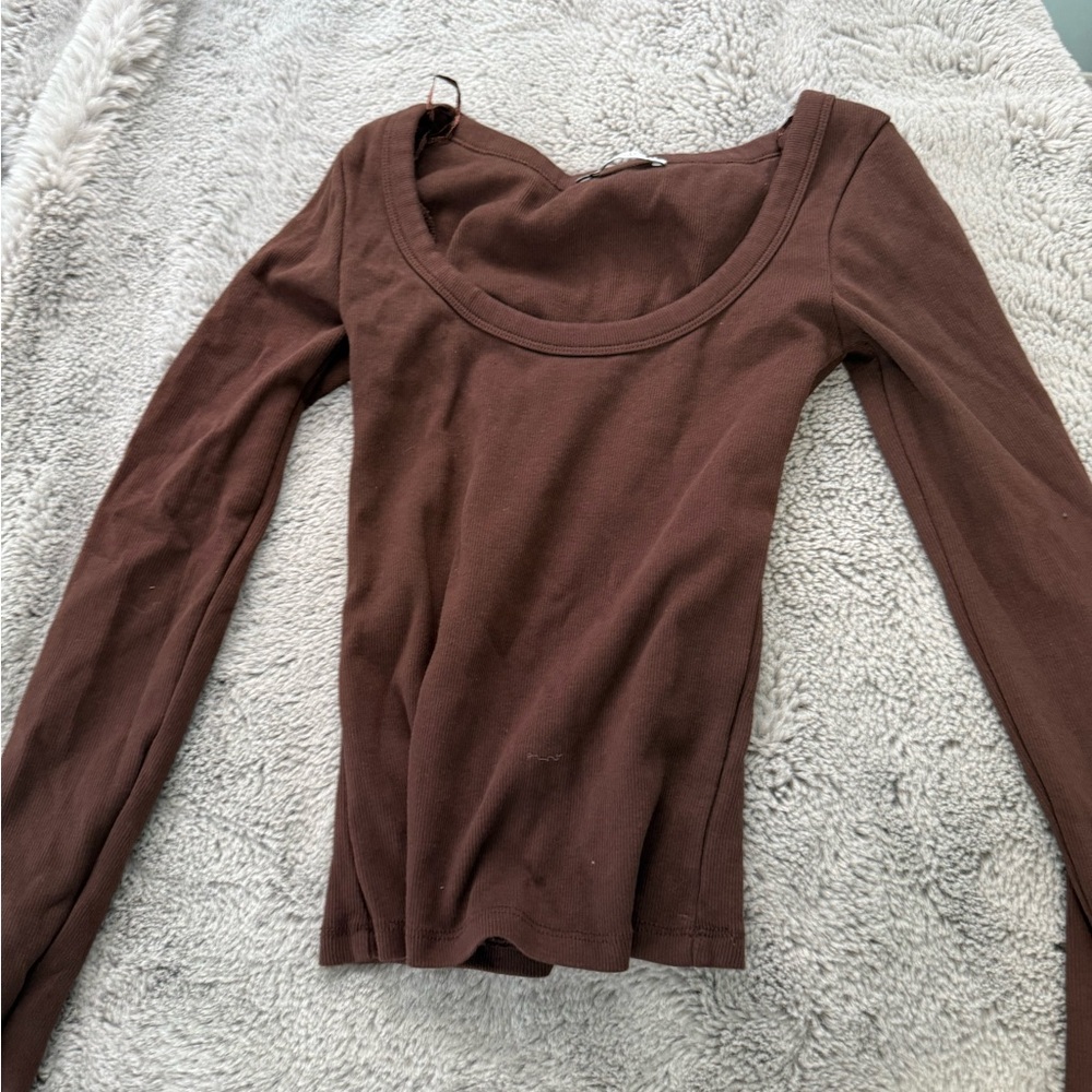 Brown Zara ribbed top